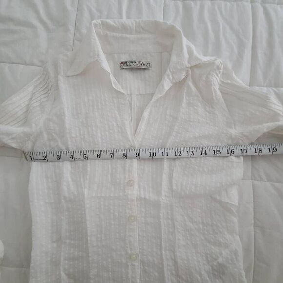 Chevignon Women's White Collared Long Sleeve Button Front Shirt Size Small - Picture 11 of 15